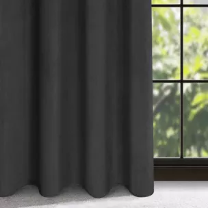 Zasłona welwetowa czarno, srebrna z ozdobnym pasem 140x250 cm przelotka - ARIANA