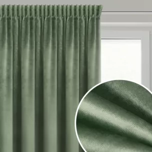 Zasłona oliwkowa z tkaniny welwetowej 135x300 cm taśma - ROSA - Design 91