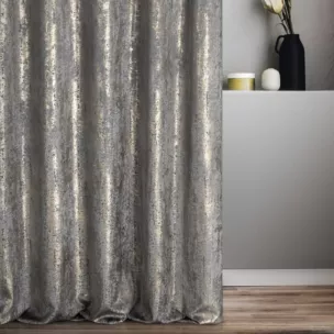 Tkanina zasłonowa, gruba, welwetowa z wzorem w formie przecierki, z błyszczącym złotym nadrukiem, wzór marmurkowy z kolekcji Pierre Cardin