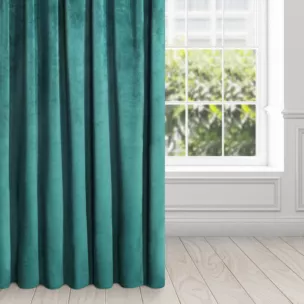 Zasłona ciemnoturkusowa z miękkiego welwetu 140x250 cm taśma - SUZANA
