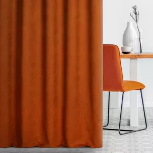 Zasłona szyta na taśmie 5 cm DORA - HIT ruda z miękkiej tkaniny o welurowej strukturze