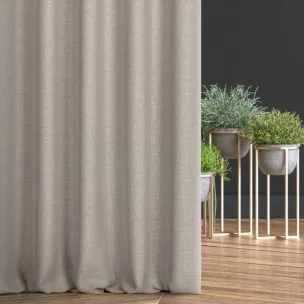 Zasłona szyta na taśmie 5 cm beżowa z tkaniny szenilowej o wyraźnym splocie