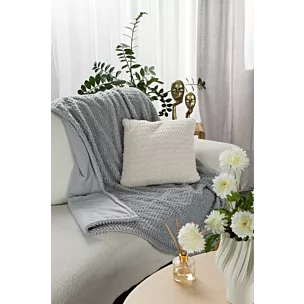 Narzuta-koc srebrno, jasnoszary 130x170 cm z przyjemnego futerka LARIS