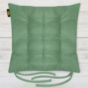 Poduszka na krzesło dwustronna 40 x 40 x 6 cm welurowa miętowa z dziewięcioma pikowaniami ADORE