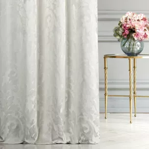 Zasłona szyta na taśmie 5 cm AURORA kremowa z pięknym malarskim wzorem roślinnym