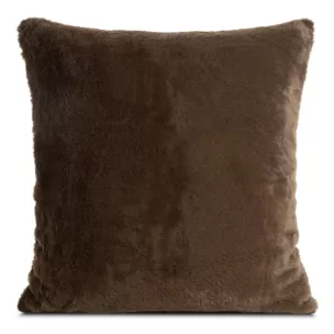 Poszewka na poduszkę 60x60 cm ciemnobrązowa z miękkiej futrzanej tkaniny NINA