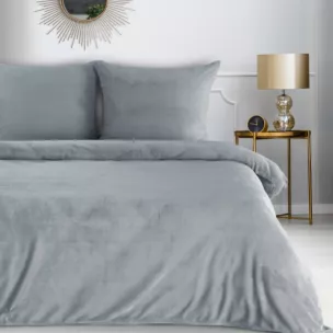 Pościel 220x200 cm gładka z polaru kolor srebrny FLANO