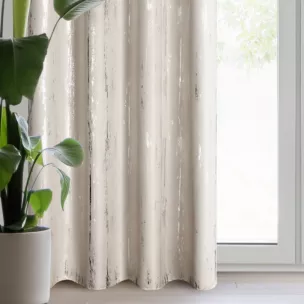 Zasłona ciemnobeżowo, srebrzysta zdobiona błyszczącym nadrukiem 140x250 cm przelotka LIBI