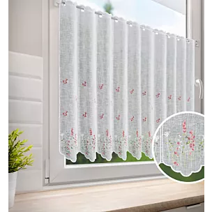 Tkanina firanowa zazdrostka zdobiona haftem drobnych kwiatuszków