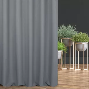 Zasłona szyta na taśmie 5 cm błękitna ze strukturalnej tkaniny typu blackout, zaciemniająca w 100%