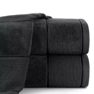 Ręcznik kąpielowy 50x90 cm bawełniany kolor czarny z welurową bordiurą 500 g/m2 EMMA