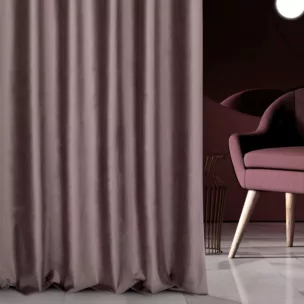 Zasłona szyta na taśmie 5 cm ciemnofioletowa z miękkiej półmatowej tkaniny welwetowej