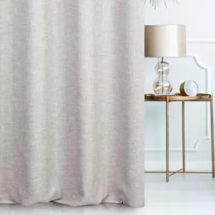 Zasłona szyta na taśmie 5 cm GEONOA beżowa z miękkiej tkaniny o naturalnym charakterze z widocznym ozdobnym splotem