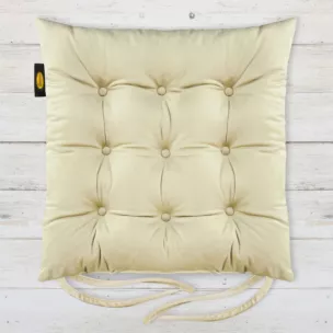 Poduszka na krzesło 40 x 40 x 6 cm dwustronna welwetowa złota  z dziewięcioma pikowaniami