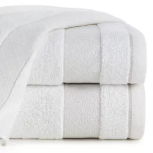 Ręcznik kąpielowy 70x140 cm bawełniany kolor biały z ozdobną bordiurą 500 g/m2 NESSY