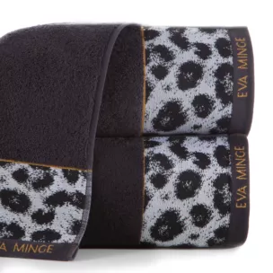 Ręcznik kąpielowy 70x140 cm bawełniany kolor czarny,szary z designerską bordiurą 500 g/m2 EVA 22 Eva Minge