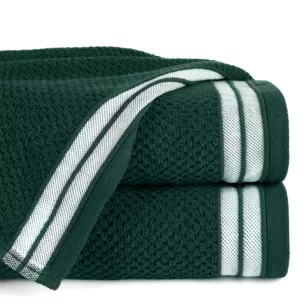 Ręcznik kąpielowy 50x90 cm bawełniany kolor ciemnozielony w pasy 500 g/m2 MADLEN