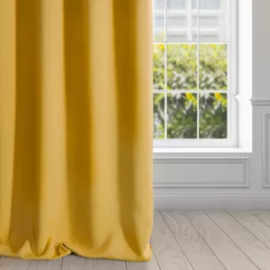 Zasłona musztardowa matowa, zaciemniająca 140x270 cm taśma - TEO