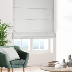 Roleta rzymska biała z miękkiej tkaniny szenilowej
