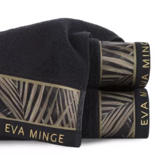 Ręcznik do rąk 30x50 cm bawełniany kolor czarny,beżowy z designerską bordiurą 500 g/m2 Eva Minge