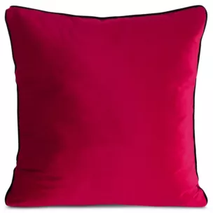 Poszewka na poduszkę 45x45 cm welwetowa, amarantowa o delikatnym połysku z ozdobną lamówką GAJA 2