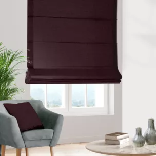 Roleta rzymska bordowa z tkaniny w stylu eko o naturalnym splocie