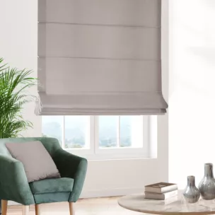 Roleta rzymska jasnobrązowa o naturalnym, gęstym splocie w stylu eko