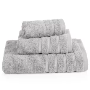 Ręcznik do rąk 30x50 cm bawełniany kolor srebrny w błyszczące paseczki AMIRA