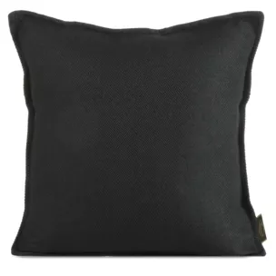 Poszewka na poduszkę 45x45 cm czarna z żakardowej tkaniny z ozdobną wypustką LUNA