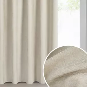 Zasłona jasnobeżowa z szenilowej tkaniny o strukturalnym splocie 140x270 cm taśma - VANI