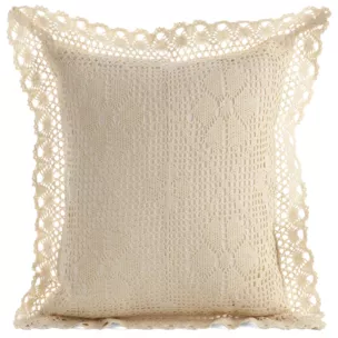 Poszewka na poduszkę 40x40 cm ażurowa jasnobeżowa  w stylu boho MIRELLA