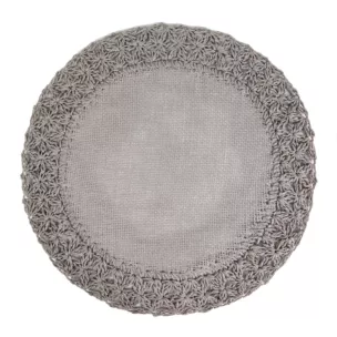 Podkładka okrągła na stół szara średnica 38 cm BOHO 11 pleciona z ozdobnym brzegiem