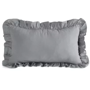 Poszewka na poduszkę 30x50 cm bawełniana z ozdobną falbanką stalowa