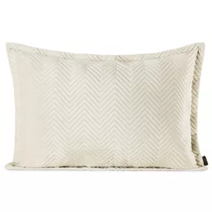 Poszewka na poduszkę 50x70 cm welwetowa, kremowa pikowana w jodełkę metodą hot press SOFIA Eurofirany Premium