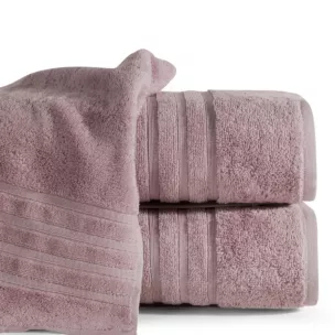 Ręcznik kąpielowy 50x90 cm bawełniany kolor różowy z bawełny egipskiej zdobiony pasami 500 g/m2 LAVIN