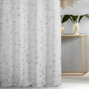 Zasłona szyta na taśmie 5 cm naturalno srebrzysta z tkaniny o naturalnym splocie, zdobiona błyszczcącym nadrukiem Italissima Eva Minge