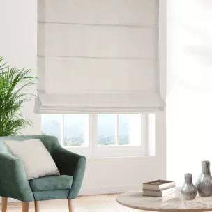 Roleta rzymska kremowa z błyszczącej tkaniny szenilowej