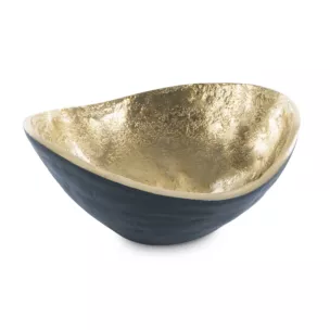 Metalowa misa PEDRO o falujących brzegach granatowo-złota