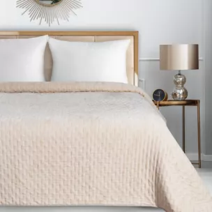 Narzuta szenilowa kremowa 220x240 cm pikowana metodą hot press HELEN1