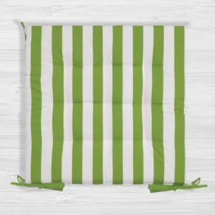 Poduszka na krzesło 40 x 40 x 5 cm wodoodporna jasnozielono, biała zdobiony subtelnymi pasami  GARDEN