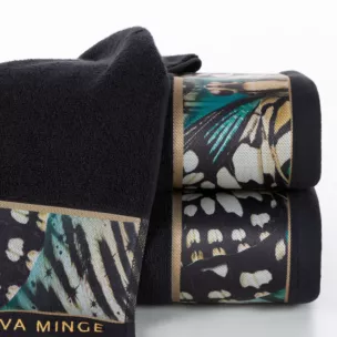 Ręcznik kąpielowy 70x140 cm bawełniany kolor czarny z designerską bordiurą 500 g/m2 EVA 15 Eva Minge