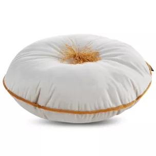 Poduszka welwetowa okrągła 40 x 40 cm kremowa ze złotym chwostem i lamówką VELVET 67