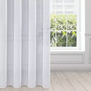 Firana biała z gładkiego mlecznego woalu wykończona szwem obciążającym VIOLET 400x250 cm przelotka