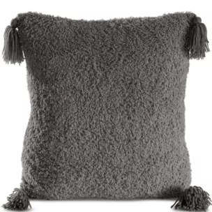 Poszewka na poduszkę 45x45 cm o strukturze miękkiego futra stalowa z ozdobnymi chwostami ELDA