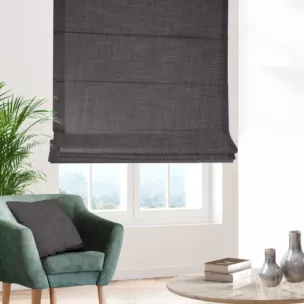 Roleta rzymska grafitowa o naturalnym, luźnym splocie w stylu eko