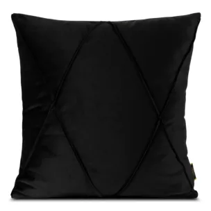 Poszewka na poduszkę 45x45 cm welwetowa czarna z geometrycznym przeszywanym wzorem NALA 1 Eurofirany Premium