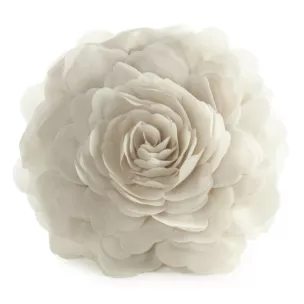 Okrągła poszewka o średnicy 40 cm kremowa z ozdobnym kwiatem 3D FLORES 6 - kolekcja AMAROSA