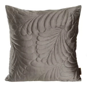 Poszewka na poduszkę 45x45 cm welwetowa, ciemnobeżowa pikowana we wzór liści RIA 4 Eurofirany Premium