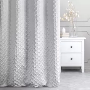 Zasłona szyta na taśmie 5 cm JEROME naturalna z tkaniny o symetrycznym wzorze 3D i lekkim połyskiem