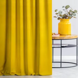 Zasłona szyta na taśmie 5 cm ENYA żółta z miękkiej półmatowej tkaniny welwetowej